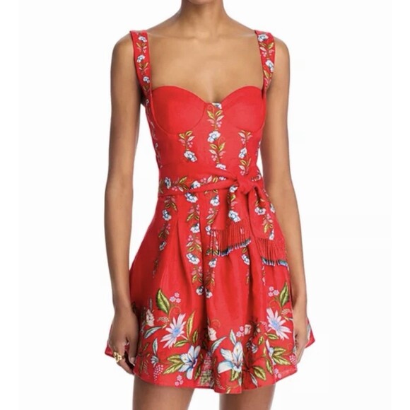 FARM Rio Dresses & Skirts - NWT Farm Rio Womens XL Mini Dress Red Sweet Bloom Bouquet Floral Coquette Boho
